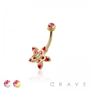 316L SURGICAL STEEL PLUMERIA HAWAII FLOWER NON DANGLE BELLY BUTTON NAVEL RING 